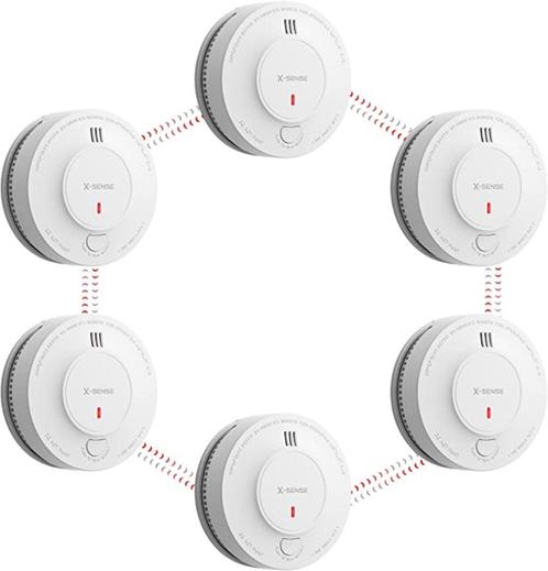 ② 6 détecteurs de fumée connectables x-sense avec pile au lith