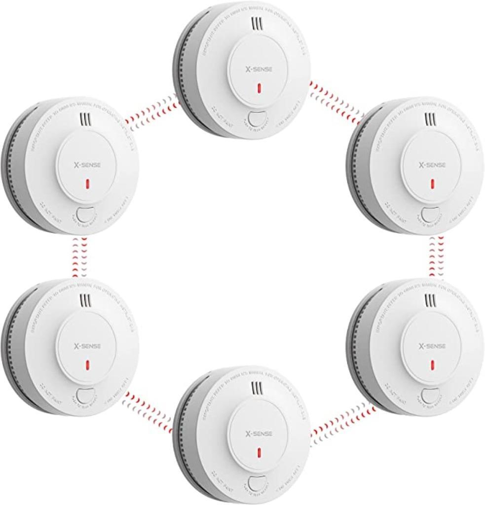 ② 6 détecteurs de fumée connectables x-sense avec pile au lith