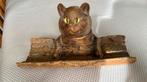 Houten inktpot en pennenlegger., Antiek en Kunst, Ophalen of Verzenden