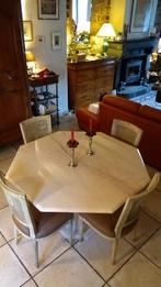 Table octogonale en marbre travertin italien, 100 à 150 cm, Cinq personnes ou plus, Comme neuf, 100 à 150 cm