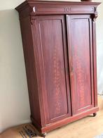 Mooie oude houten kast met deuren, legplanken en 2 lades, Antiek en Kunst, Ophalen