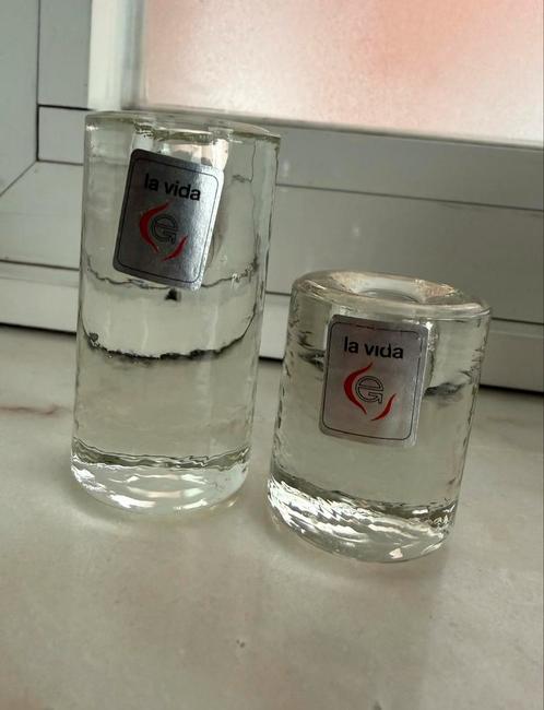 2 Antieke Kaarshouders voor Smalle Kaarsen – La Vida, Antiek en Kunst, Antiek | Glaswerk en Kristal, Ophalen