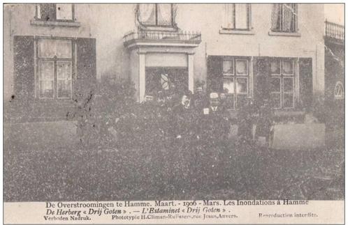 De Overstroomingen te Hamme 1906 Herberg Café Estaminet, Verzamelen, Postkaarten | België, Gelopen, Oost-Vlaanderen, Voor 1920
