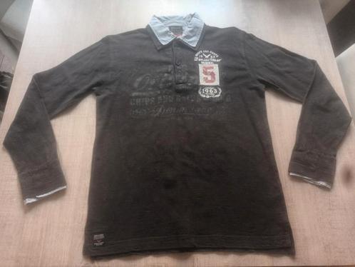 Grijze zwarte polo met nepshirt in maat 146-152, Kinderen en Baby's, Kinderkleding | Maat 152, Zo goed als nieuw, Ophalen of Verzenden