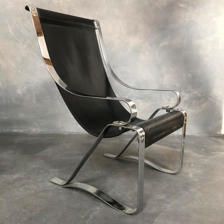 Fauteuil Art Déco, Huis en Inrichting, Fauteuils, Zo goed als nieuw, Leer, Metaal, Ophalen