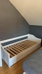Lit blanc avec sommier 2x1 personne, Maison & Meubles, Enlèvement, Comme neuf, Blanc
