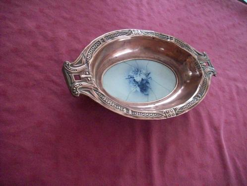 rood koper antieke schaal met delft blauw steen druiven tros, Antiek en Kunst, Antiek | Brons en Koper, Koper, Ophalen of Verzenden