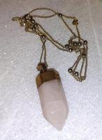Ketting edelsteen hanger vintage rozenkwarts obelisk, Handtassen en Accessoires, Kettingen, Verzenden, Zo goed als nieuw, Steen of Mineraal
