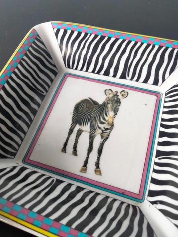 fun 1980s vintage asbak porselein zebra