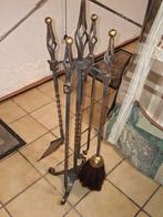 Antiek haardstel.Mix smeedijzer en koper. 80 cm hoog, Huis en Inrichting, Haarden, Ophalen