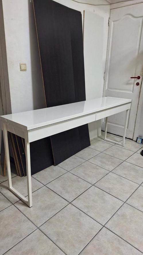 Besta Burs console of lang bureau wit met 2 laden, Huis en Inrichting, Bureaus, Zo goed als nieuw, Bureau, Ophalen