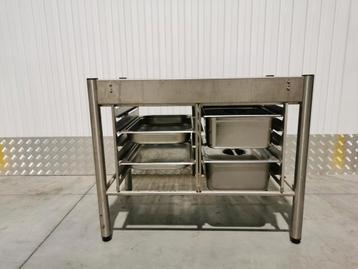 Onderstel voor combi-steamer RVS werktafel met bakken beschikbaar voor biedingen
