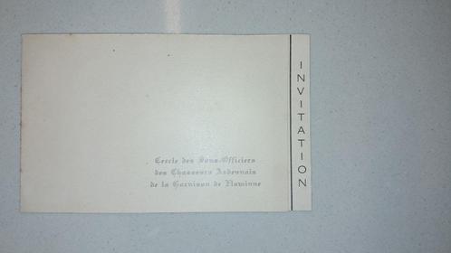 BELGIQUE - ABBL 1940 - CARTON INVITATION CHASSEURS ARDENNAIS, Collections, Objets militaires | Général, Armée de terre, Enlèvement ou Envoi