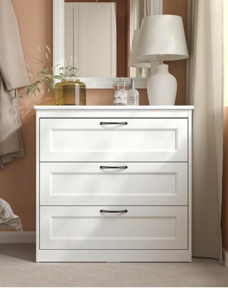 Commode blanche 3 tiroirs, Maison & Meubles, Chambre à coucher | Lits superposés & Lits mezzanines, Comme neuf, Enlèvement