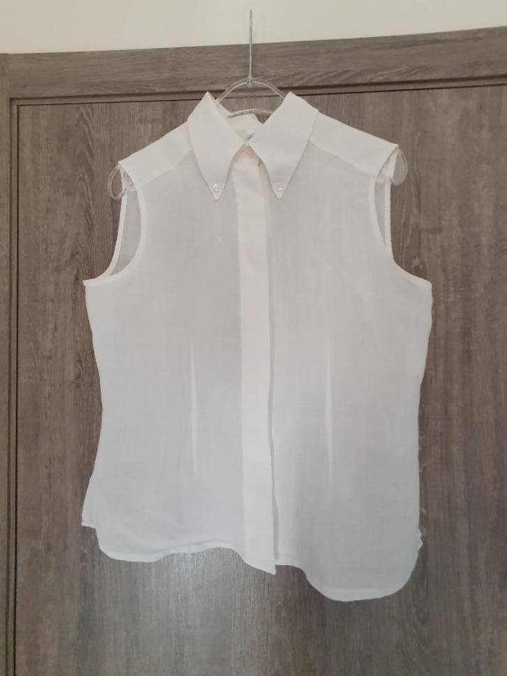 Witte linnen bloes Marco Visconti 42, Kleding | Dames, Blouses en Tunieken, Zo goed als nieuw, Wit, Ophalen of Verzenden