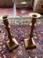 Oude koperen kandelaars (rood), Ophalen of Verzenden, Koper of Brons