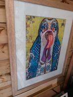 Kader met print op doek grappige kleurrijke hond 44.5/54.5 c, Enlèvement ou Envoi