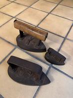 Antieke strijkijzers (2 grote en 1 klein), Antiek en Kunst, Ophalen