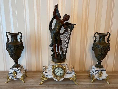 Magnifique ensemble de cheminée en bronze, François Moreau, Antiquités & Art, Antiquités | Horloges, Enlèvement