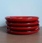 Lot de 4 belles assiettes plats à fondue tapas rouge JASBA, Assiettes(s), Poterie rustique, Céramique, Enlèvement