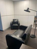 Compact lederen salonnetje 2-zit en 2x 1-zit, Huis en Inrichting, Ophalen, Gebruikt, Minder dan 150 cm, Vintage, art deco