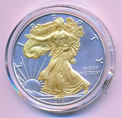 Verenigde staten 1 ounce 2021 in kleur-27, Postzegels en Munten, Edelmetalen en Baren, Zilver, Ophalen of Verzenden
