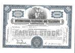 Société internationale de téléphone et de télégraphe., Certificat d'action, Enlèvement ou Envoi, 1950 à 1970
