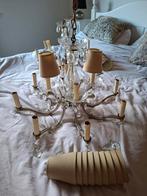 2 Vintage kroonluchters glas, incl. kapjes en peertjes, Huis en Inrichting, Ophalen, Glas