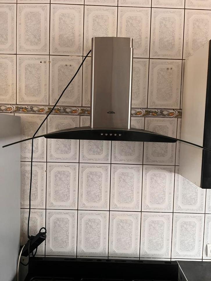 Hotte aspirante murale inox et verre 90 cm – Valberg, Elektronische apparatuur, Afzuigkappen, Zo goed als nieuw, Ophalen