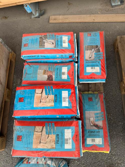 LIQUIDATION – Mortiers, colles, joints – sacs 20/25 kg, Doe-het-zelf en Bouw, IJzerwaren en Bevestigingsmiddelen, Ophalen