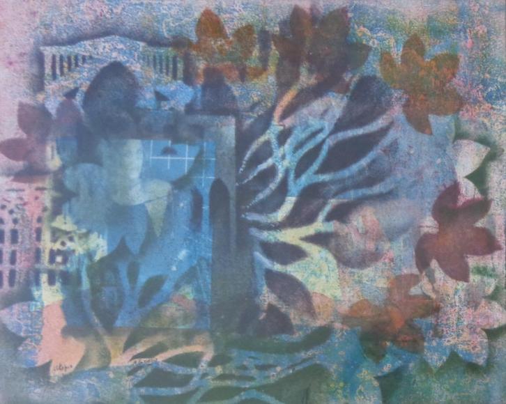 ANDRE GOEZU / UTOPIE / OLIEVERF PAPIER / 69x83cm / KADER SIG, Antiek en Kunst, Kunst | Schilderijen | Modern, Ophalen