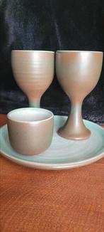 SERVICE 4 PIÈCES – ANTONIO LAMPECCO – GRÈS ÉMAILLÉ – SIGNÉ, Antiquités & Art, Enlèvement ou Envoi