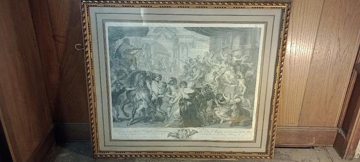 Gravure "L'enlèvement des Sabines", P.P. RUBENS, 84x70, n424, Antiquités & Art, Art | Eaux-fortes & Gravures, Enlèvement