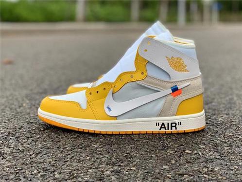 Nike air Jordan 1 « OFF-white » jaune rétro haute custom, Vêtements | Hommes, Chaussures, Neuf, Enlèvement ou Envoi