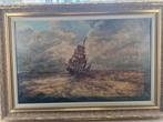 Olieverf op doek Zeilschip op woelige zee gesigneerd c, Antiek en Kunst, Ophalen