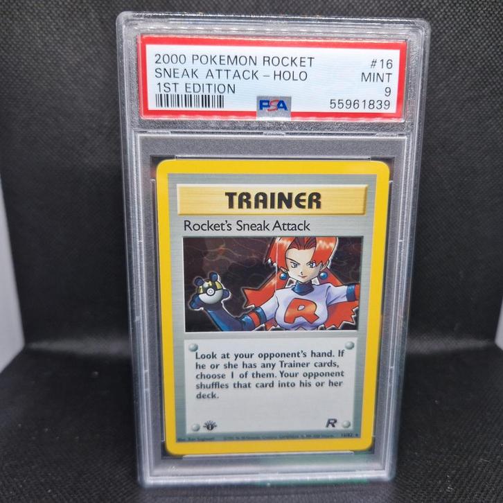 Sneak attack Holo 1st Edition Rocket PSA 9, Hobby en Vrije tijd, Verzamelkaartspellen | Pokémon, Zo goed als nieuw, Ophalen of Verzenden
