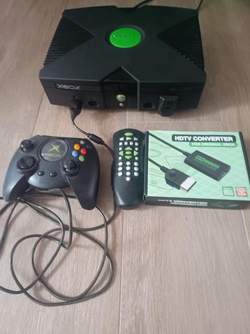 xbox classic met: 1 controller, hdmi converter, dvd oog + ba beschikbaar voor biedingen