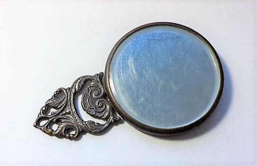 Miroir à main ancien avec scène, argenté, Danemark, Antiquités & Art, Curiosités & Brocante, Enlèvement