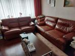 Bruin lederen salon., Huis en Inrichting, Zetels | Zetels, Ophalen, Gebruikt, Leer