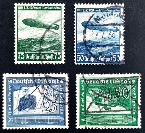 Deutsches Reich: 4X ZEPPELIN postzegels 1936-1938, Postzegels en Munten, Postzegels | Europa | Duitsland, Gestempeld, Overige periodes