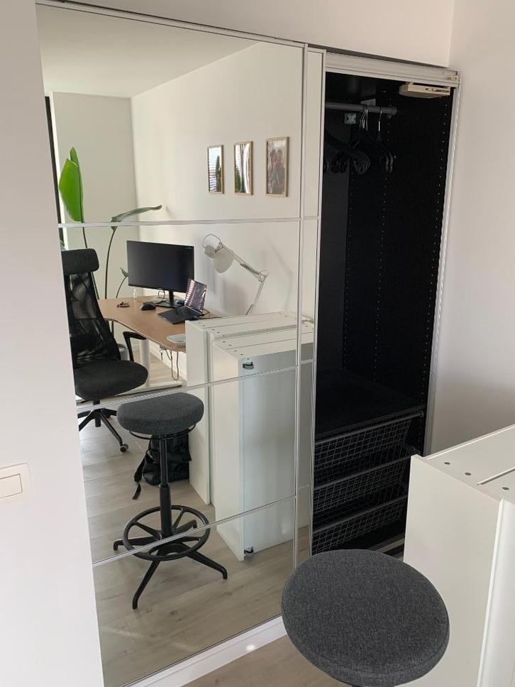 Ikea AULI - Set van 2 schuifdeuren in spiegelglas 150x210cm, Huis en Inrichting, Kasten | Kleerkasten, Gebruikt, 200 cm of meer