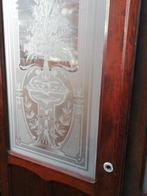 235,5hx161br Dubbele deur met bijzonder mooi geetst glas, Antiek en Kunst, Ophalen