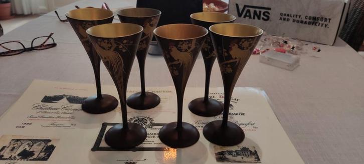 decoratieve jaren 60 wijnglazen., Antiek en Kunst, Antiek | Servies compleet, Ophalen of Verzenden