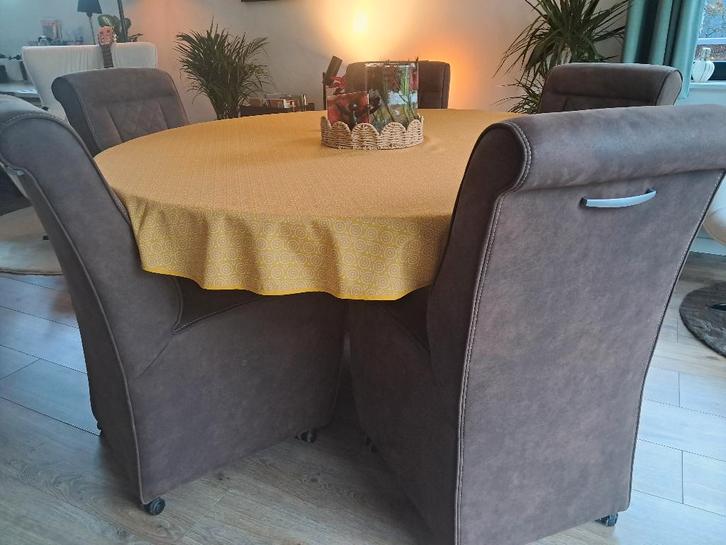 eetkamerstoel, Maison & Meubles, Chaises, Comme neuf, Cinq, Six Chaises ou plus, Tissus, Brun, Enlèvement