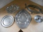 Dienblad, kaarshouder,bord, puur tin en zilverkleurig metaal, Antiek en Kunst, Antiek | Tin, Ophalen of Verzenden