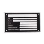 Typeplaat / typeplaatje 125 x 70 mm aluminium, Ophalen of Verzenden, Nieuw