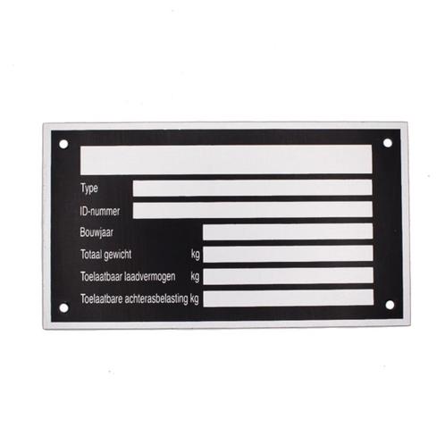 Typeplaat / typeplaatje 125 x 70 mm aluminium, Caravans en Kamperen, Caravanaccessoires, Nieuw, Ophalen of Verzenden