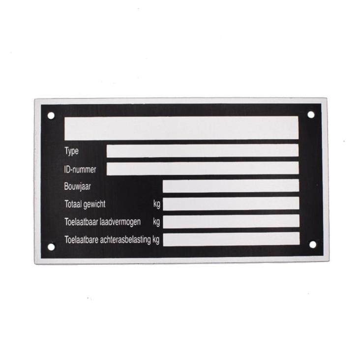 Typeplaat / typeplaatje 125 x 70 mm aluminium, Caravans en Kamperen, Caravanaccessoires, Nieuw, Ophalen of Verzenden