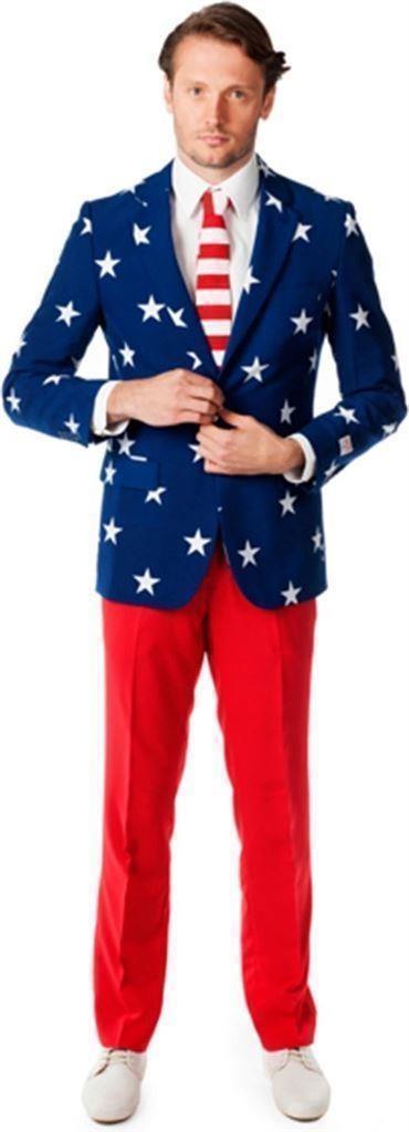 OppoSuits Kostuums - Stars and Stripes Maat 56, Kleding | Heren, Kostuums en vesten, Nieuw, Maat 56/58 (XL), Rood, Ophalen of Verzenden