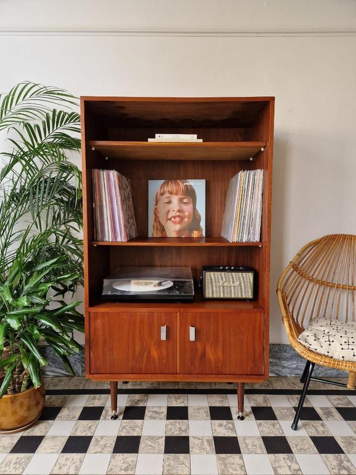 Vintage midcentury boekenkast | kast | retro, Huis en Inrichting, Kasten | Boekenkasten, Gebruikt, 50 tot 100 cm, 100 tot 150 cm